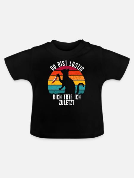 Lustige Katze - Baby Bio-T-Shirt mit Rundhals - Schwarz