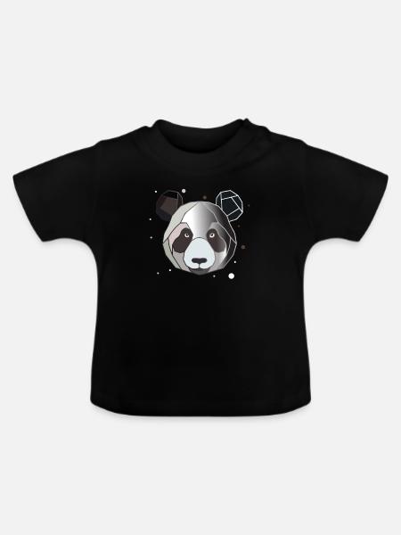 Panda Polygon Kunst Tier Geometrie - Baby Bio-T-Shirt mit Rundhals - Schwarz