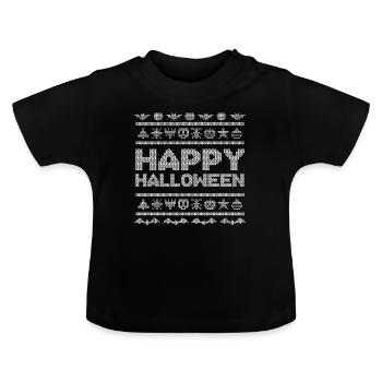 Motif de couture Drôles Créatures Joyeux Halloween - T-shirt bio col rond Bébé - noir - Devant