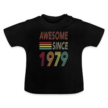 Awesome since 1979 - Baby Bio-T-Shirt mit Rundhals - Schwarz - Vorne