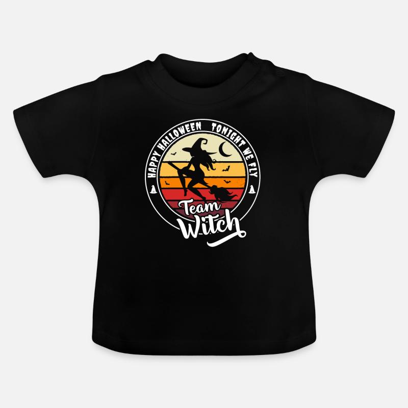 Happy Halloween Team Witch « ce soir nous volons » - T-shirt bio col rond Bébé - noir