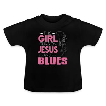 Cette fille court sur Jesus & Blues Cool Retro - T-shirt bio col rond Bébé - noir - Devant