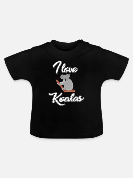 Ich Liebe Koalas - Baby Bio-T-Shirt mit Rundhals - Schwarz