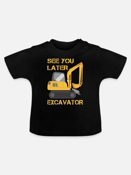 Bis Später Bagger-Kleinkind-Jungen-Kinder-Outfit - Baby Bio-T-Shirt mit Rundhals - Schwarz