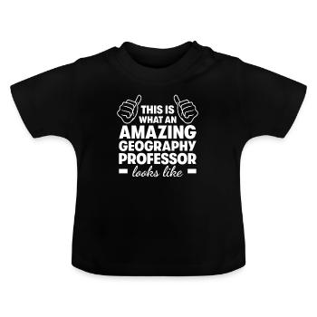 Professeur de géographie incroyable - T-shirt bio col rond Bébé - noir - Devant