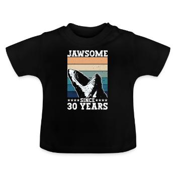 Jawsome seit 30 Jahren - Megalodon Hai 30. - Baby Bio-T-Shirt mit Rundhals - Schwarz - Vorne