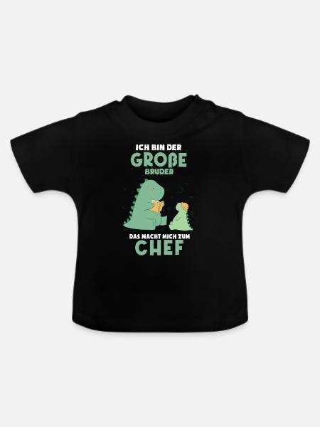 Lustiges Großer Bruder Shirt - Dino Brüder - Baby Bio-T-Shirt mit Rundhals - Schwarz