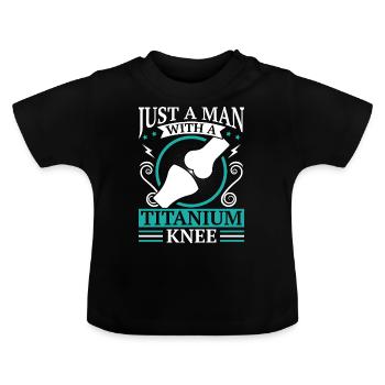 Genou artificiel en titane, physiothérapeute Arhtrose - T-shirt bio col rond Bébé - noir - Devant