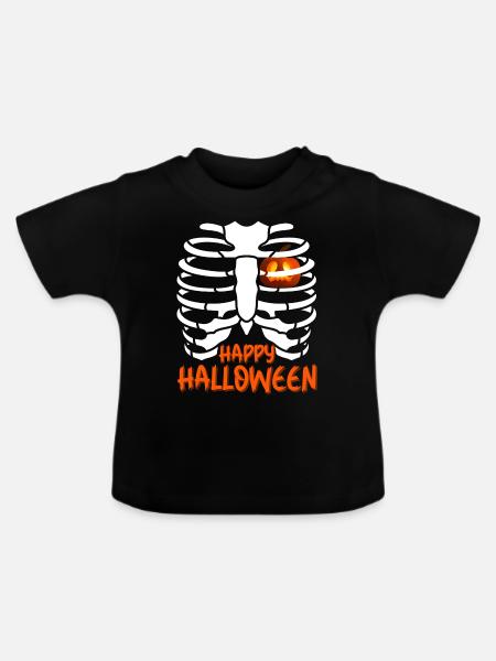 Fröhliches Halloween - Baby Bio-T-Shirt mit Rundhals - Schwarz