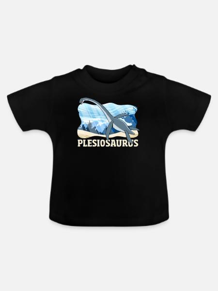 Plesiosaurus Dinosaur - Baby Bio-T-Shirt mit Rundhals - Schwarz