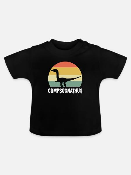 Compsognathus Dinosaur - Baby Bio-T-Shirt mit Rundhals - Schwarz