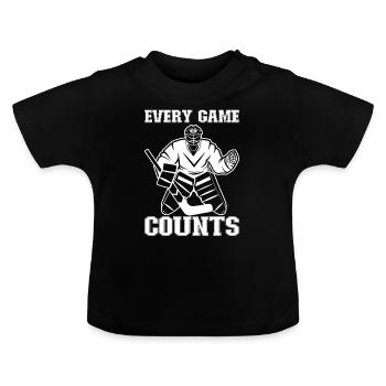 Eishockey-spieler Lustiger Eishockey-team-tormann - Baby Bio-T-Shirt mit Rundhals - Schwarz - Vorne