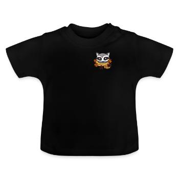 Waschbär Schal - Baby Bio-T-Shirt mit Rundhals - Schwarz - Vorne