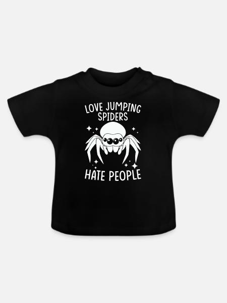 Springspinne Spruch - Baby Bio-T-Shirt mit Rundhals - Schwarz