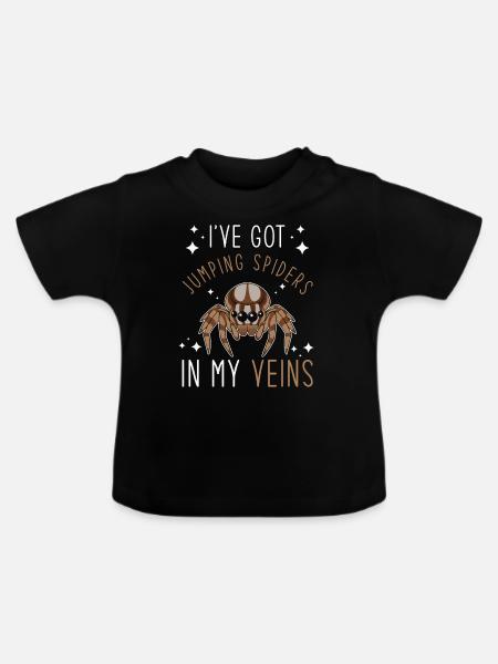 Springspinne Spruch - Baby Bio-T-Shirt mit Rundhals - Schwarz