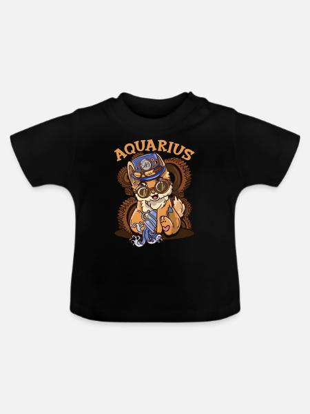 Sternzeichen Wassermann Astrologie Katze - Baby Bio-T-Shirt mit Rundhals - Schwarz