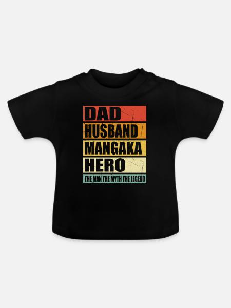Vater Ehemann Mangaka Held - Baby Bio-T-Shirt mit Rundhals - Schwarz