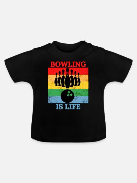 Bowling ist Leben T-Shirt - Baby Bio-T-Shirt mit Rundhals - Schwarz