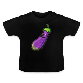 Eggplant Aubergine Jack O Lantern Face Costume - Baby Bio-T-Shirt mit Rundhals - Schwarz - Vorne