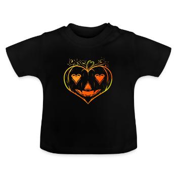 Ornament Heart Shaped Pumpkin Halloween - Baby Bio-T-Shirt mit Rundhals - Schwarz - Vorne