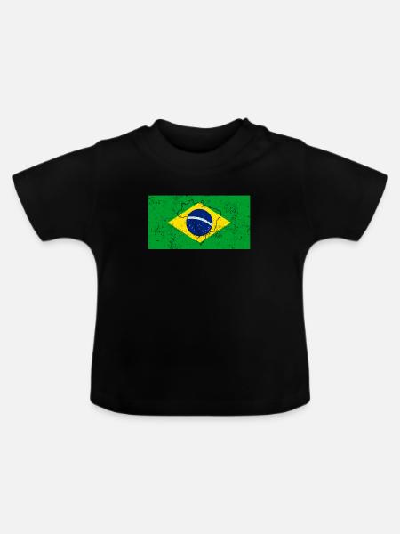 Brasilien Flagge - Baby Bio-T-Shirt mit Rundhals - Schwarz