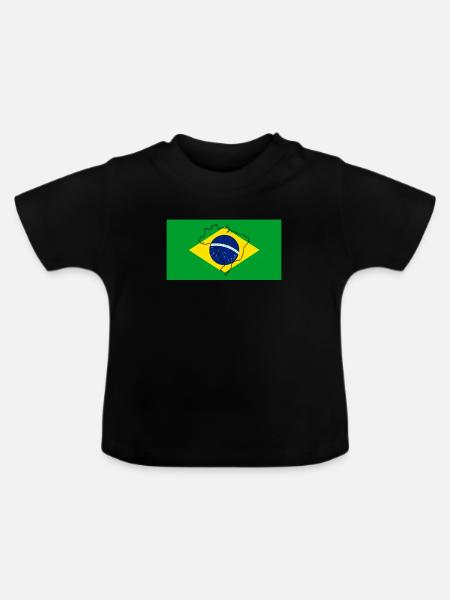 Brasilien Flagge - Baby Bio-T-Shirt mit Rundhals - Schwarz