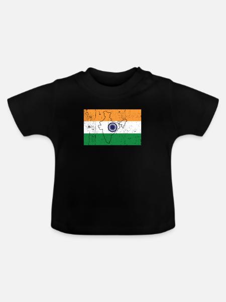 Indien Flagge - Baby Bio-T-Shirt mit Rundhals - Schwarz