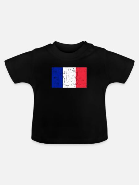 Frankreich Flagge - Baby Bio-T-Shirt mit Rundhals - Schwarz