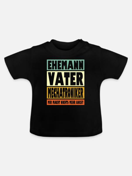 Mechatroniker Vater Ehemann Held - Baby Bio-T-Shirt mit Rundhals - Schwarz