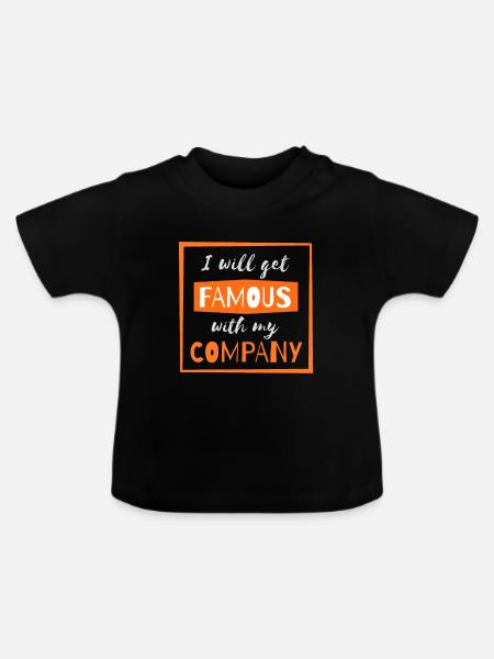 berühmt mit meiner Firma - Baby Bio-T-Shirt mit Rundhals - Schwarz