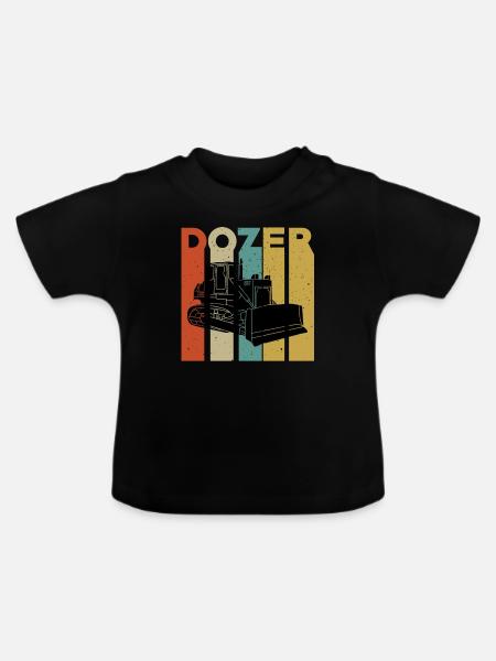 Retro Bulldozer T-Shirt - Baby Bio-T-Shirt mit Rundhals - Schwarz