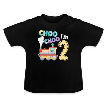 Steam Train Driver Trainspotting - Baby Organic T-Shirt with Round Neck - black - Front