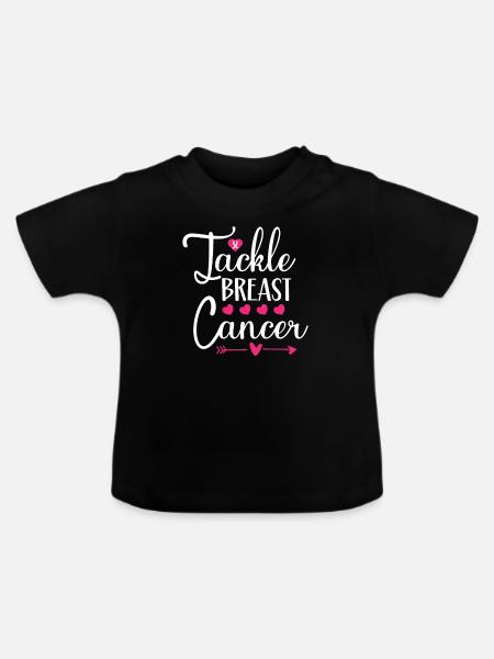 Brustkrebs bekämpfen - Baby Bio-T-Shirt mit Rundhals - Schwarz