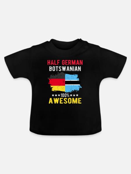 Halb Deutsch Halb Batswana - Baby Bio-T-Shirt mit Rundhals - Schwarz
