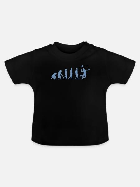 Badminton Evolution Geschenk - Baby Bio-T-Shirt mit Rundhals - Schwarz