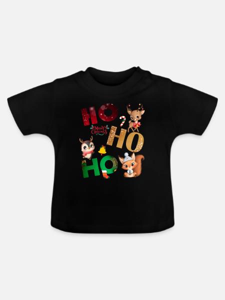 Ho Ho Ho - Baby Bio-T-Shirt mit Rundhals - Schwarz