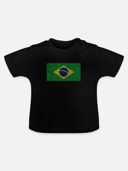 Brasilien Flagge - Baby Bio-T-Shirt mit Rundhals - Schwarz