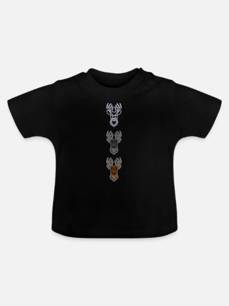 Rothirsch Geweih mit Hirschgeweih - Baby Bio-T-Shirt mit Rundhals - Schwarz