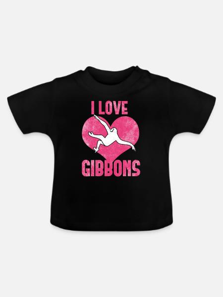 Ich liebe Gibbons - Baby Bio-T-Shirt mit Rundhals - Schwarz