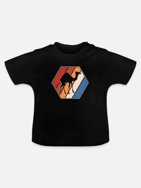 Retro Dromedar - Baby Bio-T-Shirt mit Rundhals - Schwarz