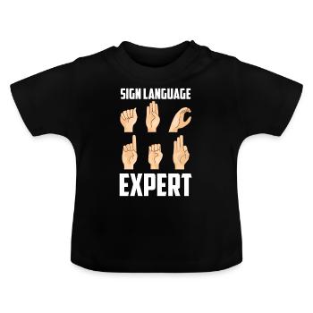 Gebärdensprache Experte Awareness Gestik Gebärden - Baby Bio-T-Shirt mit Rundhals - Schwarz - Vorne