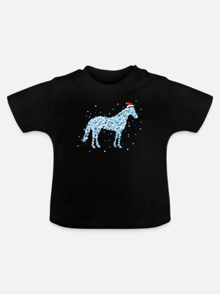 Pferdebesitzer Weihnachtsmotiv Nikolausmütze - Baby Bio-T-Shirt mit Rundhals - Schwarz