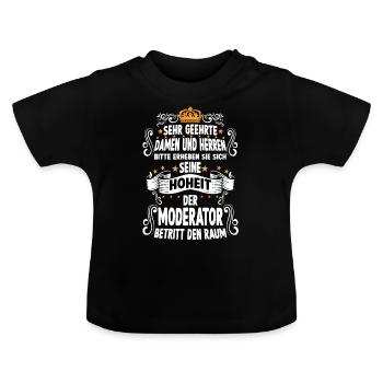 Moderator T witziges Spruch Motiv Moderator - Baby Bio-T-Shirt mit Rundhals - Schwarz - Vorne