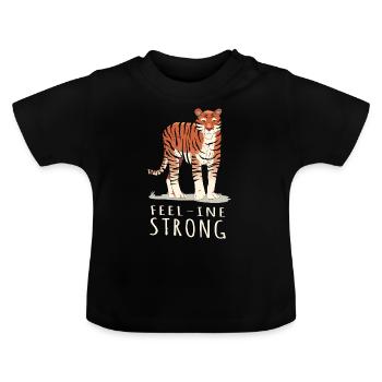 Feel-ine Strong Tiger Lover Wildlife Zookeeping - Baby Organic T-Shirt with Round Neck - black - Front