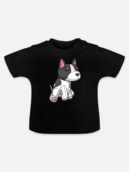 Rat Terrier Hund Kuscheltier - Baby Bio-T-Shirt mit Rundhals - Schwarz