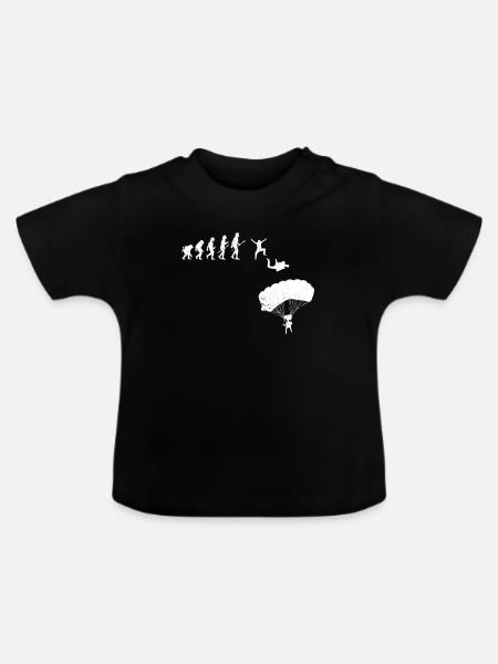 Fallschirmspringen Evolution des Menschen - Baby Bio-T-Shirt mit Rundhals - Schwarz