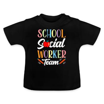 Équipe de travailleurs sociaux en milieu scolaire Travail social scolaire - T-shirt bio col rond Bébé - noir - Devant