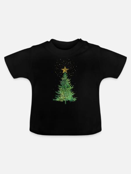 Christbaum Weihnachtsbaum Weihnachtsstern Stern - Baby Bio-T-Shirt mit Rundhals - Schwarz