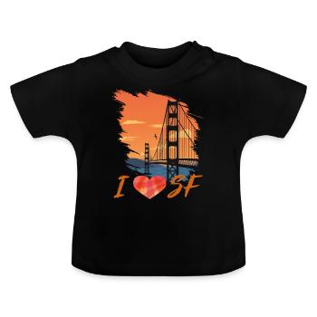 Golden Gate Bridge San Francisco Love California - Baby Organic T-Shirt with Round Neck - black - Front