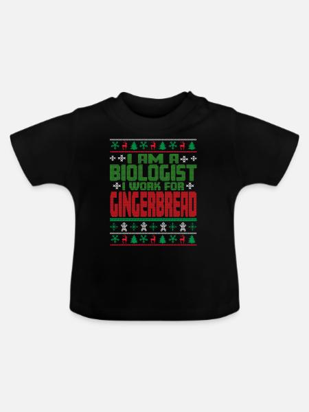 Biologe Weihnachten Spruch - Baby Bio-T-Shirt mit Rundhals - Schwarz